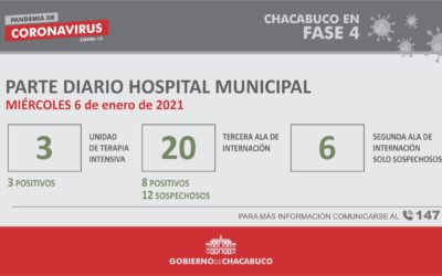 Coronavirus: Hospital Municipal, parte diario 6/01