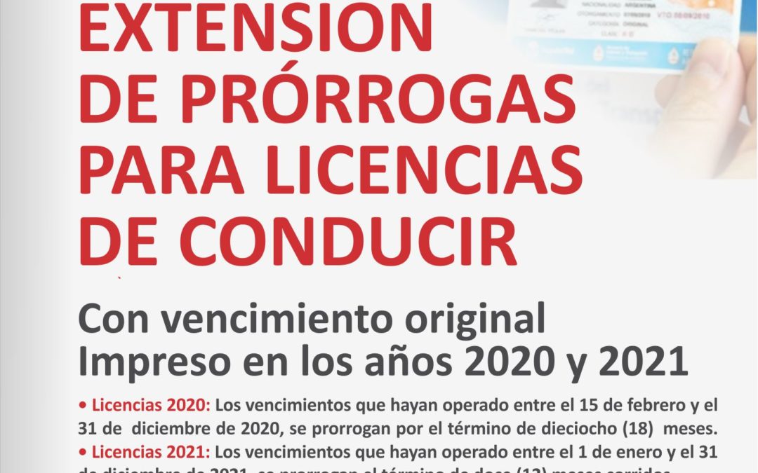 Licencias de Conducir: prórrogas 2020 y 2021