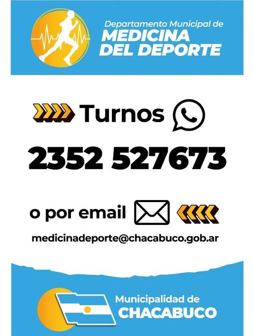 Turnos para controles del Departamento de Medicina del Deporte Municipal