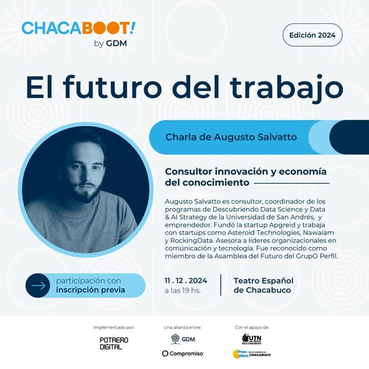 Augusto Salvatto brindará una charla gratuita y abierta como cierre del programa Potrero Chacaboot 2024