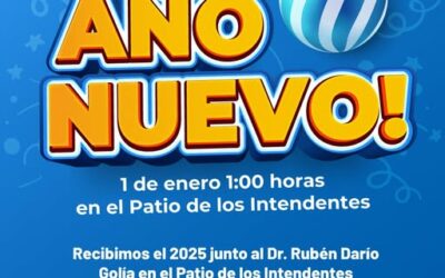 El Intendente Municipal, Dr. Rubén Darío Golía, los espera, este fin de año a recibir el 2025 en el Patio de los Intendentes a la 01:00 de la madrugada del 01 de enero.