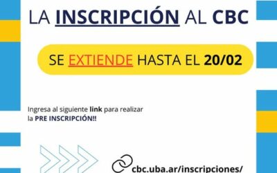 Hasta el 20 de febrero de 2025 se extiende la inscripción para realizar el CBC presencial en Chacabuco.