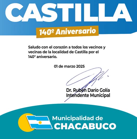 Feliz aniversario a la localidad de Castilla