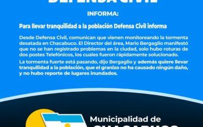 Para llevar tranquilidad a la población Defensa Civil informa
