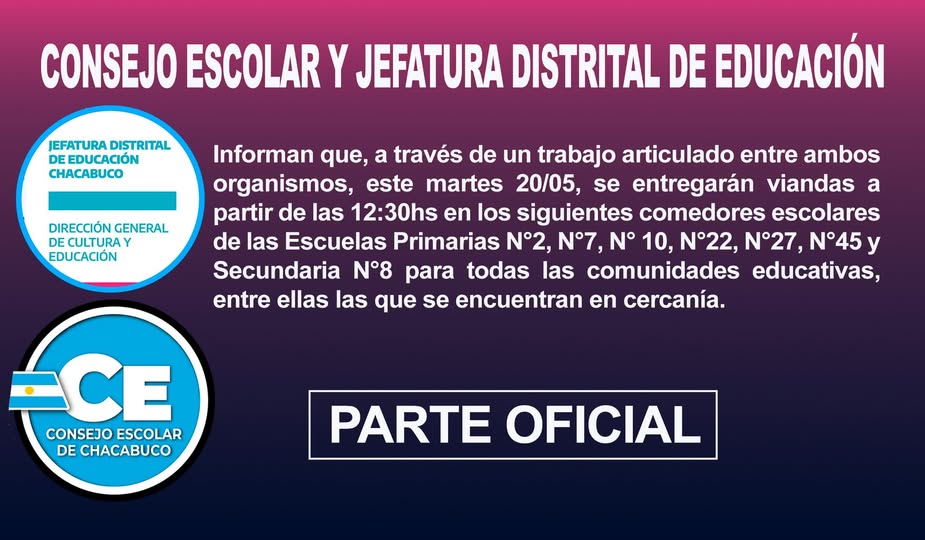 PARTE OFICIAL, LUNES 19 / 05 Consejo Escolar Jefatura Distrital