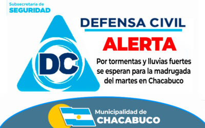 Alerta por tormentas y lluvias fuertes se esperan para la madrugada del martes en Chacabuco
