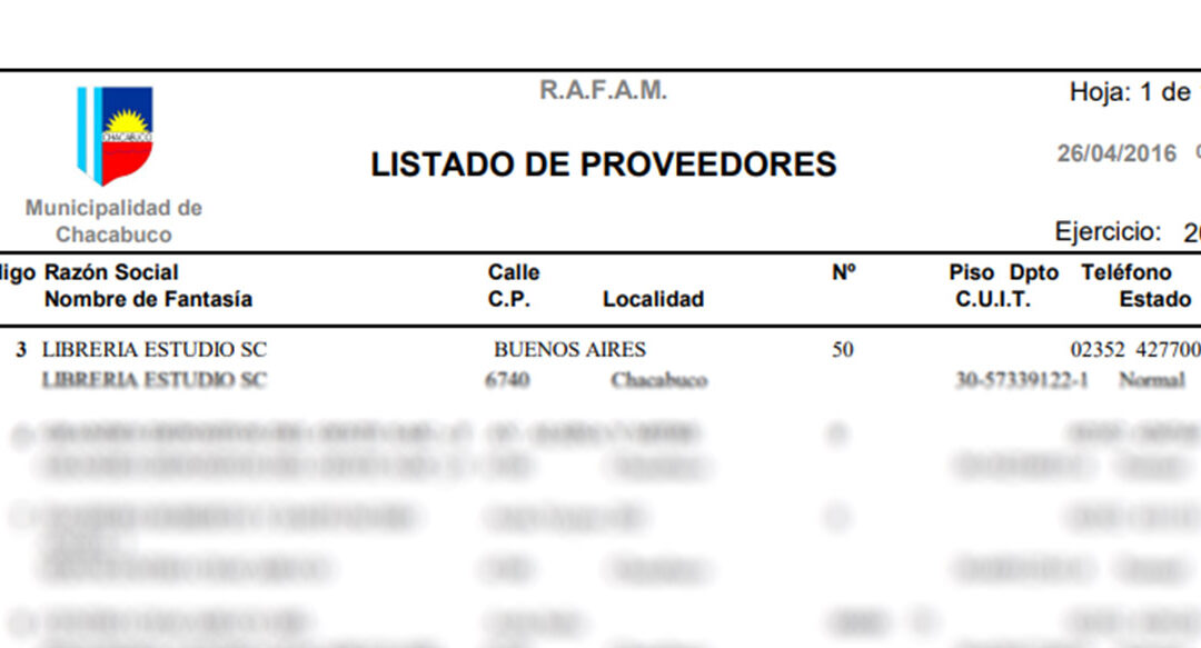 Listado de proveedores 2026