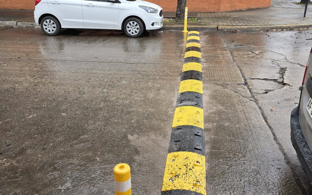 Instalación de lectora de patentes y colocación de reductores de velocidad