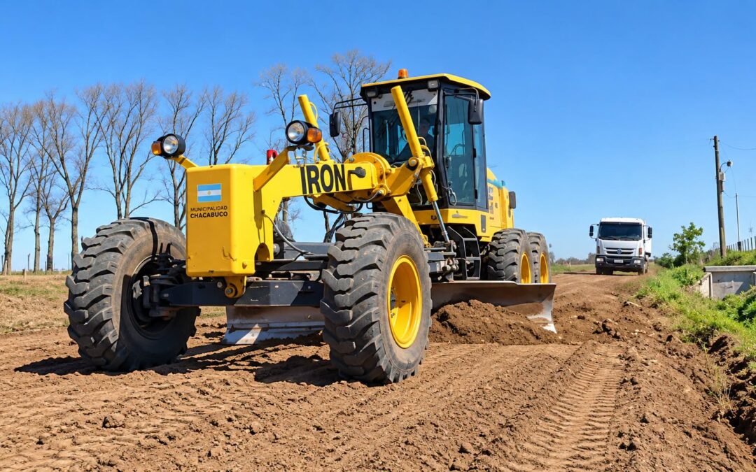 Cuatro máquinas trabajan en simultáneo en la reparación de caminos rurales